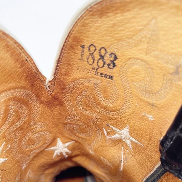 Lucchese 1883 N4539 Women’s 9 Black Embroidered Star Pointed Toe Cowgirl Boots - Picture 10 of 12